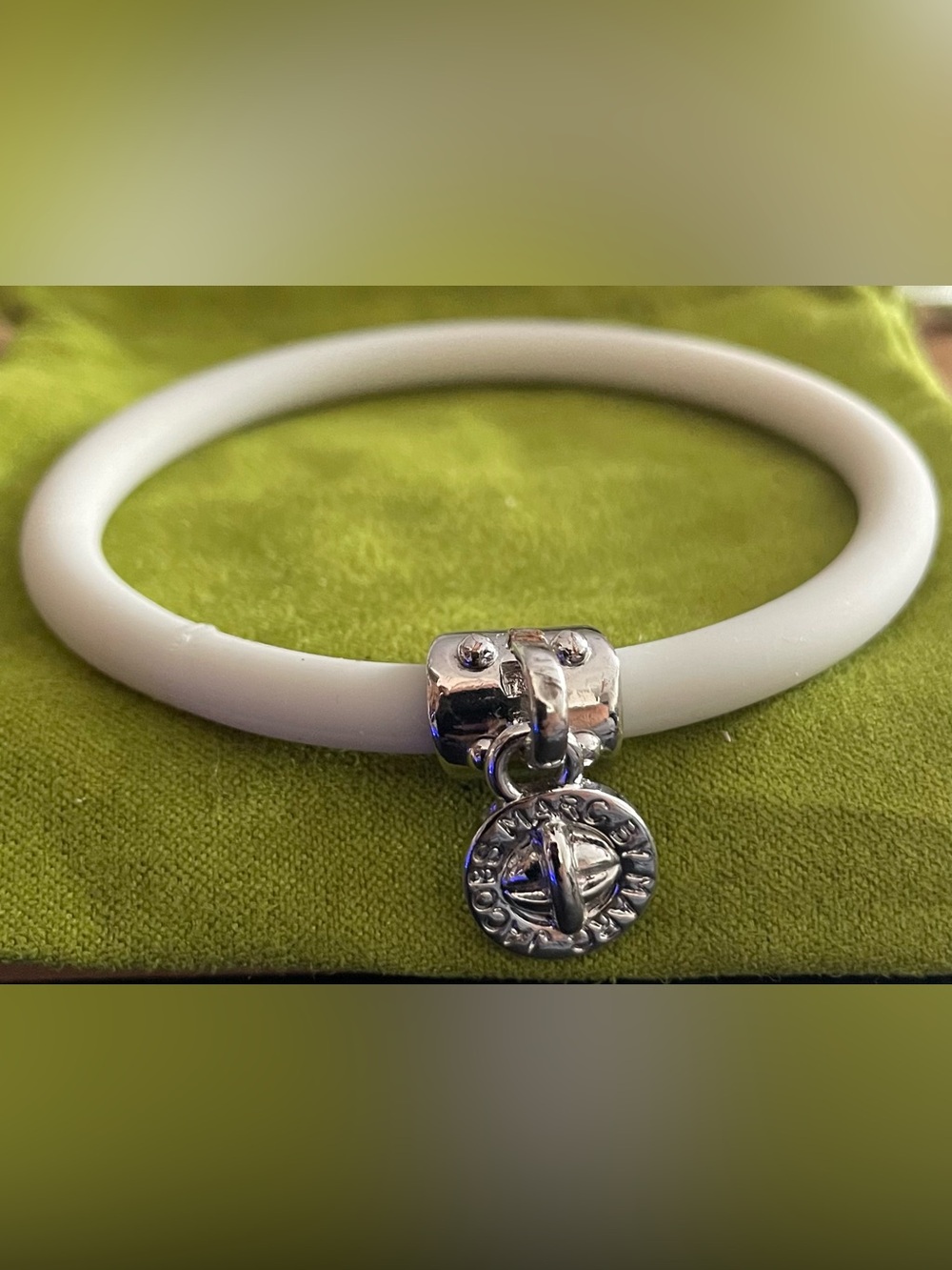 Mark Jacob Gray Resin Bangle Bracelet with Silver Charm